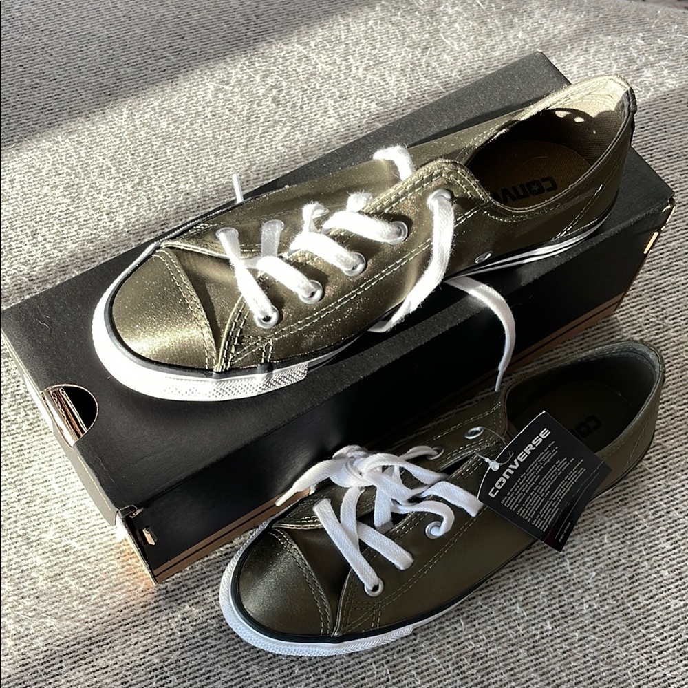 Women’s satin Converse Olive Green Low-Top Sneakers